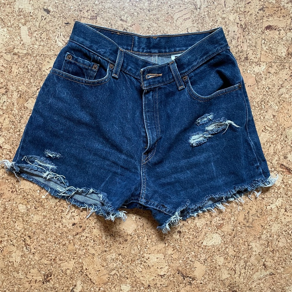 Levi’s Vintage 550 High Waisted Distressed Jean Shorts